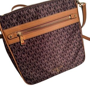 Michael Kors Jet Set Nylon Crossbody Dark Brown and Tan Bag NWOT
